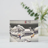 Utagawa Hiroshige - Avondsneeuw bij Kanbara Briefkaart (Staand voorkant)