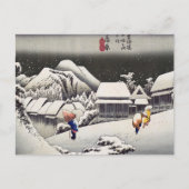 Utagawa Hiroshige - Avondsneeuw bij Kanbara Briefkaart (Voorkant)