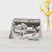 Utagawa Hiroshige - Avondsneeuw bij Kanbara Kaart (Gele Bloem)