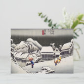 Utagawa Hiroshige - Avondsneeuw bij Kanbara Kaart (Staand voorkant)