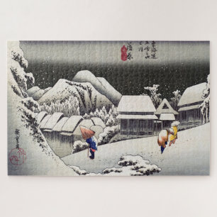 Utagawa Hiroshige - Avondsneeuw bij Kanbara Legpuzzel