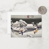 Utagawa Hiroshige - Avondsneeuw bij Kanbara Notitiekaartje (Voorkant / Achterkant in situ)