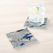 Utagawa Hiroshige - Drum Bridge in Meguro Glazen Onderzetter (Schuin)