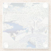 Utagawa Hiroshige - Drum Bridge in Meguro Glazen Onderzetter (Achterkant)