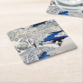 Utagawa Hiroshige - Drum Bridge in Meguro Kartonnen Onderzetters (Schuin)