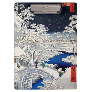 Utagawa Hiroshige - Drum Bridge in Meguro Klembord