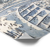 Utagawa Hiroshige - Drum Bridge in Meguro Poster (Hoek)