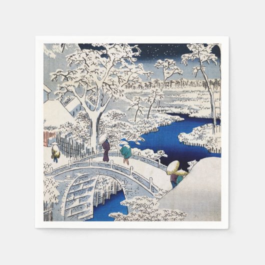 Utagawa Hiroshige - Drum Bridge in Meguro Servet (Voorkant)
