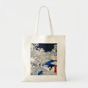 Utagawa Hiroshige - Drum Bridge in Meguro Tote Bag
