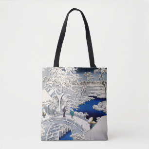 Utagawa Hiroshige - Drum Bridge in Meguro Tote Bag