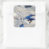 Utagawa Hiroshige - Drum Bridge in Meguro Vierkante Sticker (Tas)