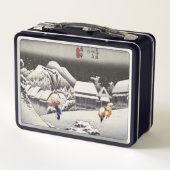 Utagawa Hiroshige - Evening Snow at Kanbara (Achterkant)