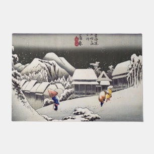 Utagawa Hiroshige - Evening Snow at Kanbara Deurmat