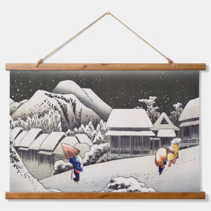 Utagawa Hiroshige - Evening Snow at Kanbara Hangend Wandkleed