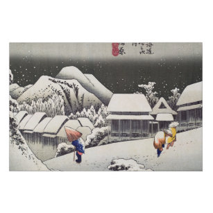 Utagawa Hiroshige - Evening Snow at Kanbara Imitatie Canvas Print