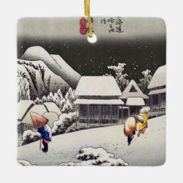 Utagawa Hiroshige - Evening Snow at Kanbara Keramisch Ornament