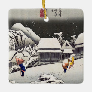 Utagawa Hiroshige - Evening Snow at Kanbara Keramisch Ornament