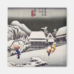 Utagawa Hiroshige - Evening Snow at Kanbara Magneet