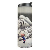 Utagawa Hiroshige - Evening Snow at Kanbara Thermosbeker (Gedraaid links)