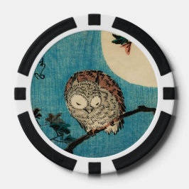 Utagawa Hiroshige - Gehoornde uil op esdoorntak Poker Chips