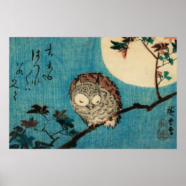 Utagawa Hiroshige - Gehoornde uil op esdoorntak Poster