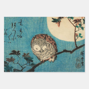 Utagawa Hiroshige - Horned Owl on Maple Branch Inpakpapier Vel