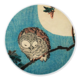 Utagawa Hiroshige - Horned Owl on Maple Branch Keramische Knop