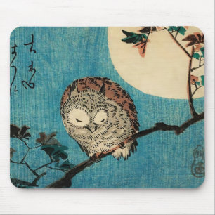 Utagawa Hiroshige - Horned Owl on Maple Branch Muismat
