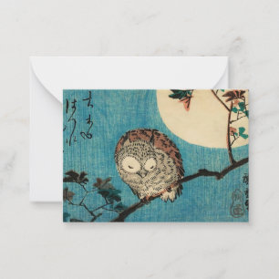 Utagawa Hiroshige - Horned Owl on Maple Branch Notitiekaartje