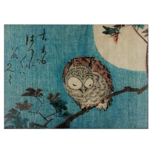 Utagawa Hiroshige - Horned Owl on Maple Branch Snijplank