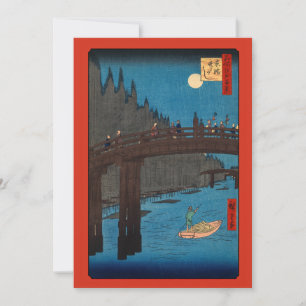 Utagawa Hiroshige - Kyoto Bridge door Moonlight Bedankkaart