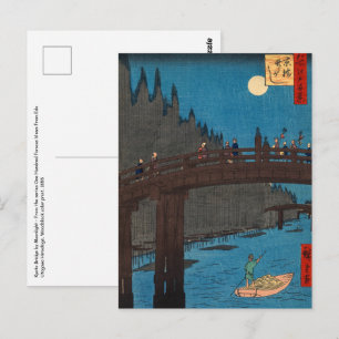 Utagawa Hiroshige - Kyoto Bridge door Moonlight Briefkaart
