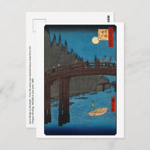 Utagawa Hiroshige - Kyoto Bridge door Moonlight Briefkaart