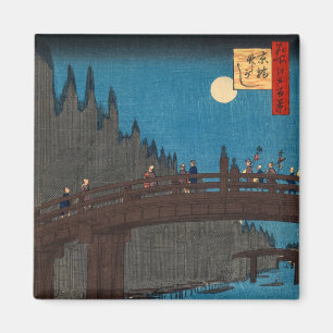 Utagawa Hiroshige - Kyoto Bridge door Moonlight Magneet