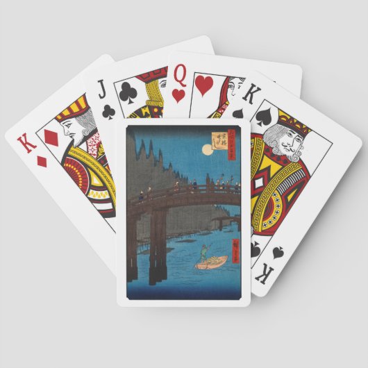 Utagawa Hiroshige - Kyoto Bridge door Moonlight Pokerkaarten (Achterkant)