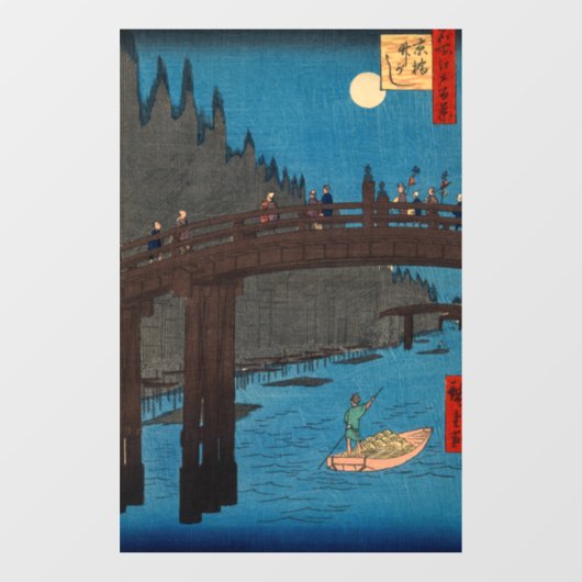 Utagawa Hiroshige - Kyoto Bridge door Moonlight Raamsticker (Vel)
