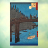 Utagawa Hiroshige - Kyoto Bridge door Moonlight Raamsticker (Vel 3)