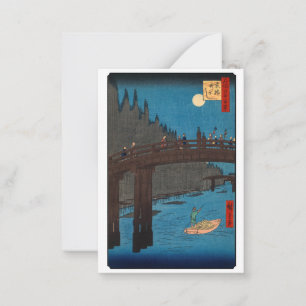 Utagawa Hiroshige - Kyoto-brug bij maanlicht Notitiekaartje
