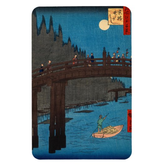 Utagawa Hiroshige - Kyoto Brug in het maanlicht Magneet (Verticaal)