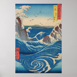 Utagawa Hiroshige - Naruto-draaikolk, provincie Aw Poster