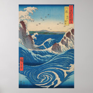 Utagawa Hiroshige - Naruto Whirlpool, provincie Aw Poster