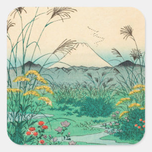Utagawa Hiroshige - Otsuki Plain in de provincie K Vierkante Sticker