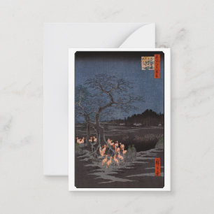 Utagawa Hiroshige - Oud en nieuw vuurwerk van voss Notitiekaartje