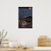 Utagawa Hiroshige - Oudjarige bosbranden Poster (Keuken)