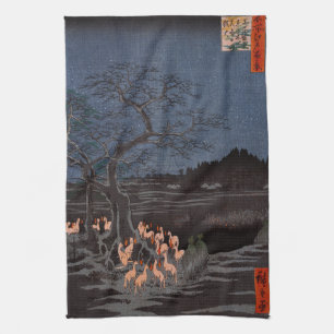 Utagawa Hiroshige - Oudjarige bosbranden Theedoek