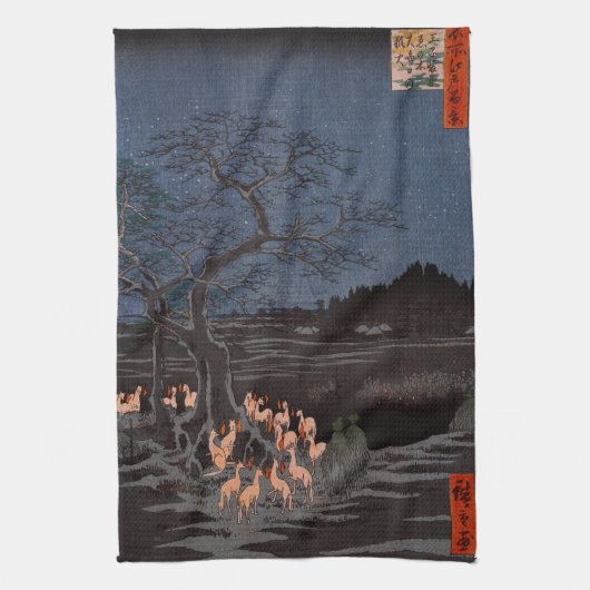 Utagawa Hiroshige - Oudjarige bosbranden Theedoek (Verticaal)