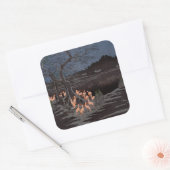 Utagawa Hiroshige - Oudjarige bosbranden Vierkante Sticker (Envelop)