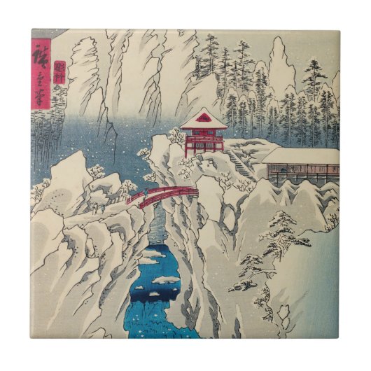 Utagawa Hiroshige - sneeuw op de berg Haruna Tegeltje (Voorkant)