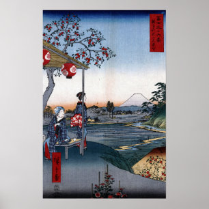 Utagawa Hiroshige The Teahouse with the Uitzicht o Poster