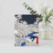 Utagawa Hiroshige - Trommelbrug bij Meguro Briefkaart (Staand voorkant)